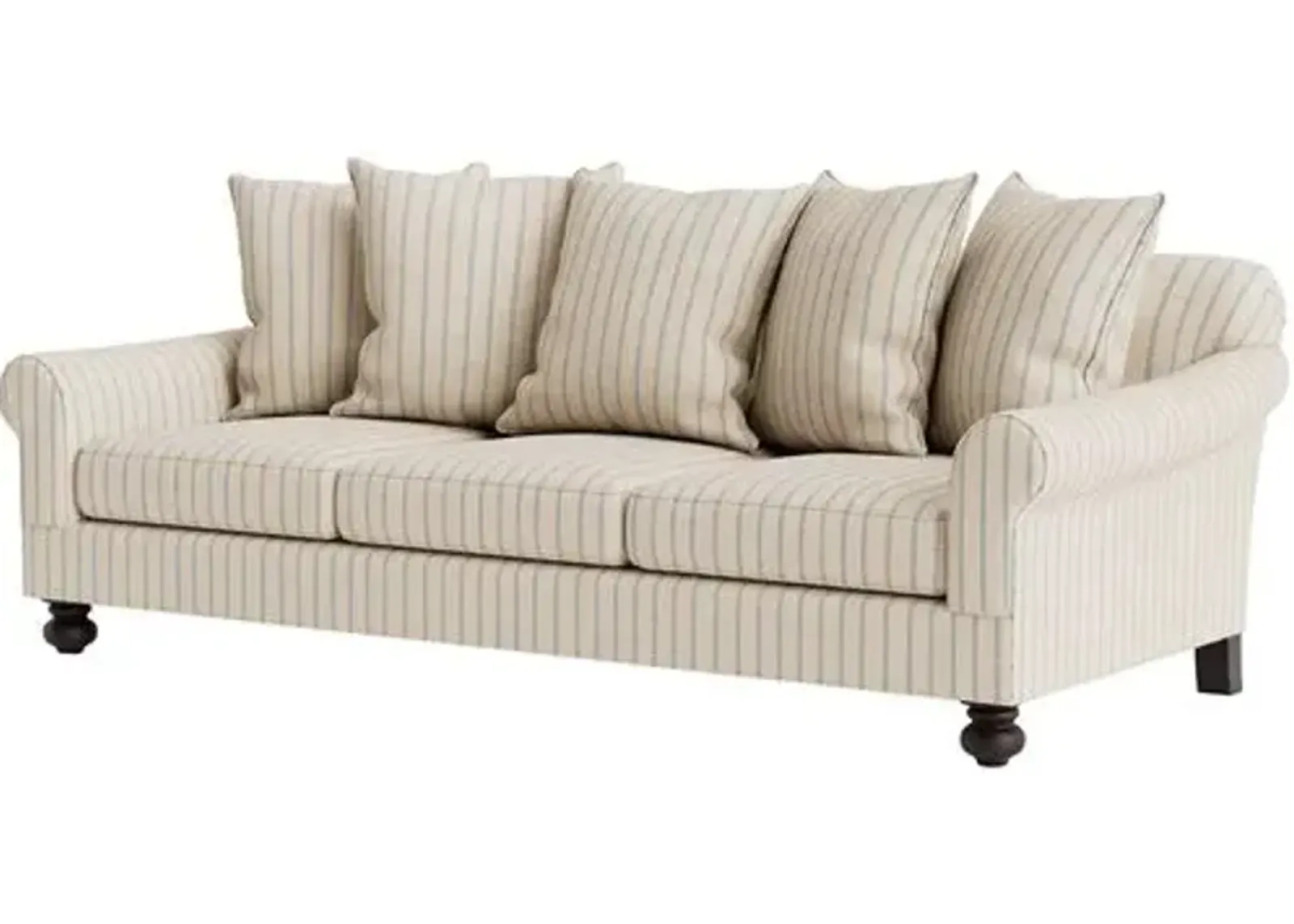 Marth Stewart Logan Sofa - Lily Pond Linen Weave Stripe - Handcrafted