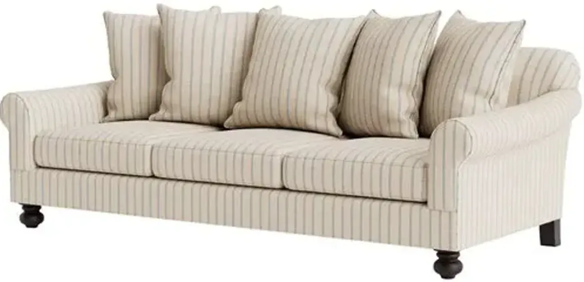 Marth Stewart Logan Sofa - Lily Pond Linen Weave Stripe - Handcrafted