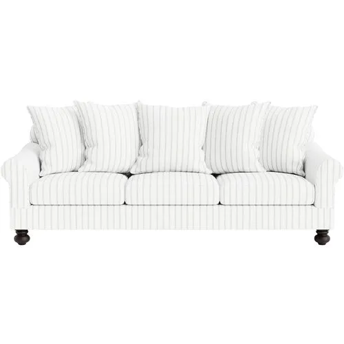 Marth Stewart Logan Sofa - Lily Pond Linen Weave Stripe - Handcrafted