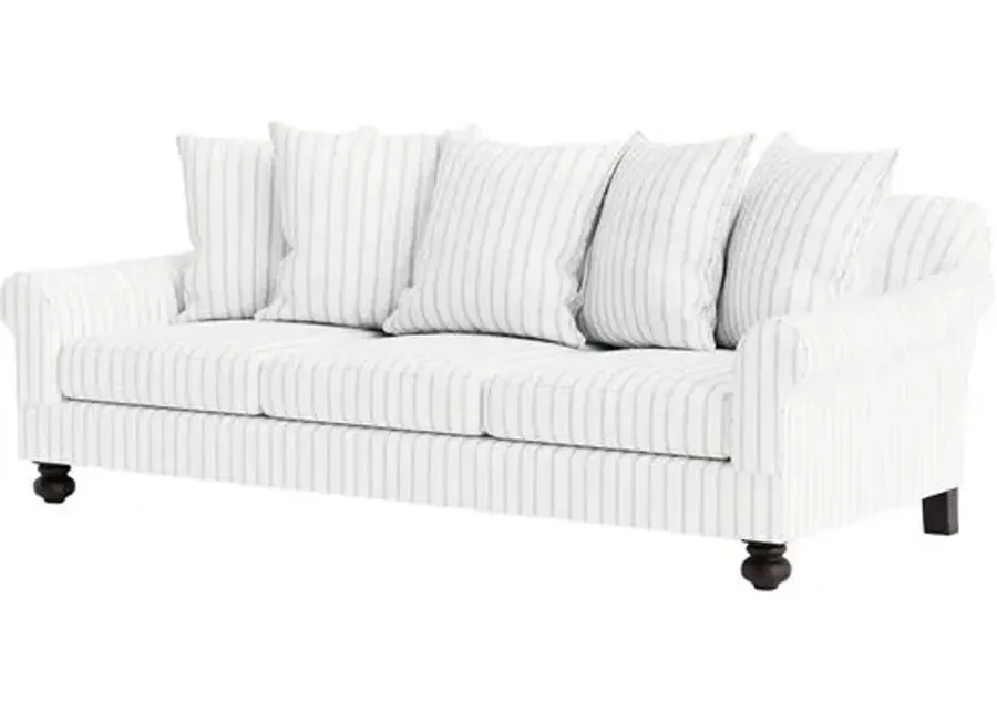 Marth Stewart Logan Sofa - Lily Pond Linen Weave Stripe - Handcrafted