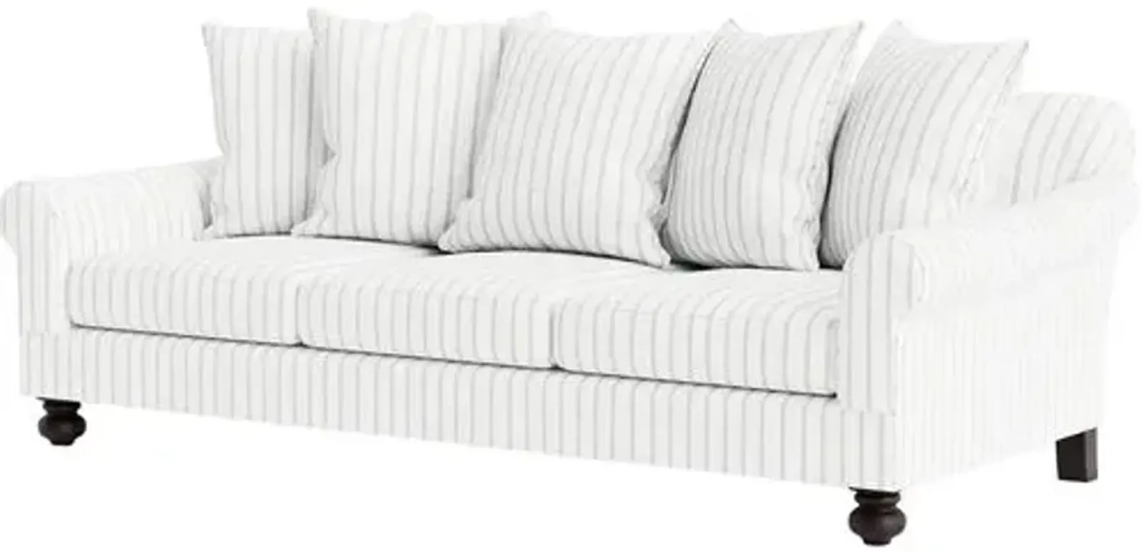 Marth Stewart Logan Sofa - Lily Pond Linen Weave Stripe - Handcrafted