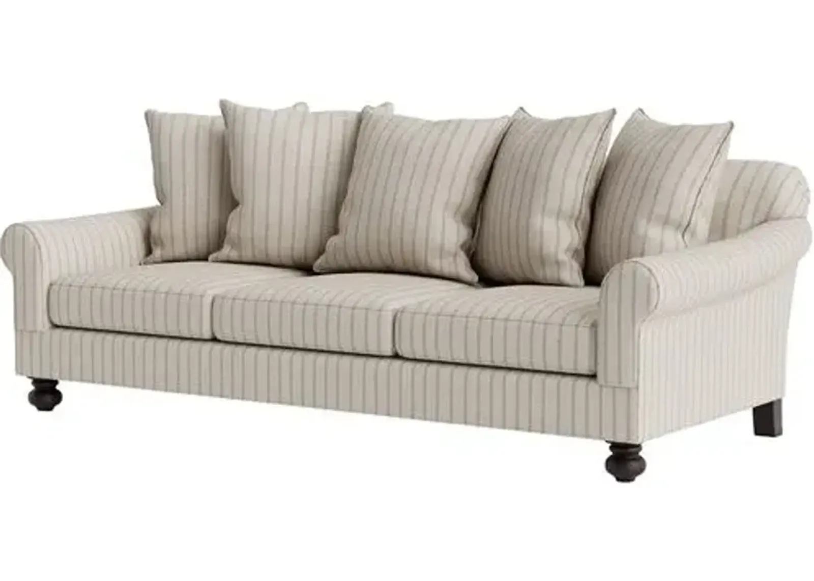 Marth Stewart Logan Sofa - Lily Pond Linen Weave Stripe - Handcrafted