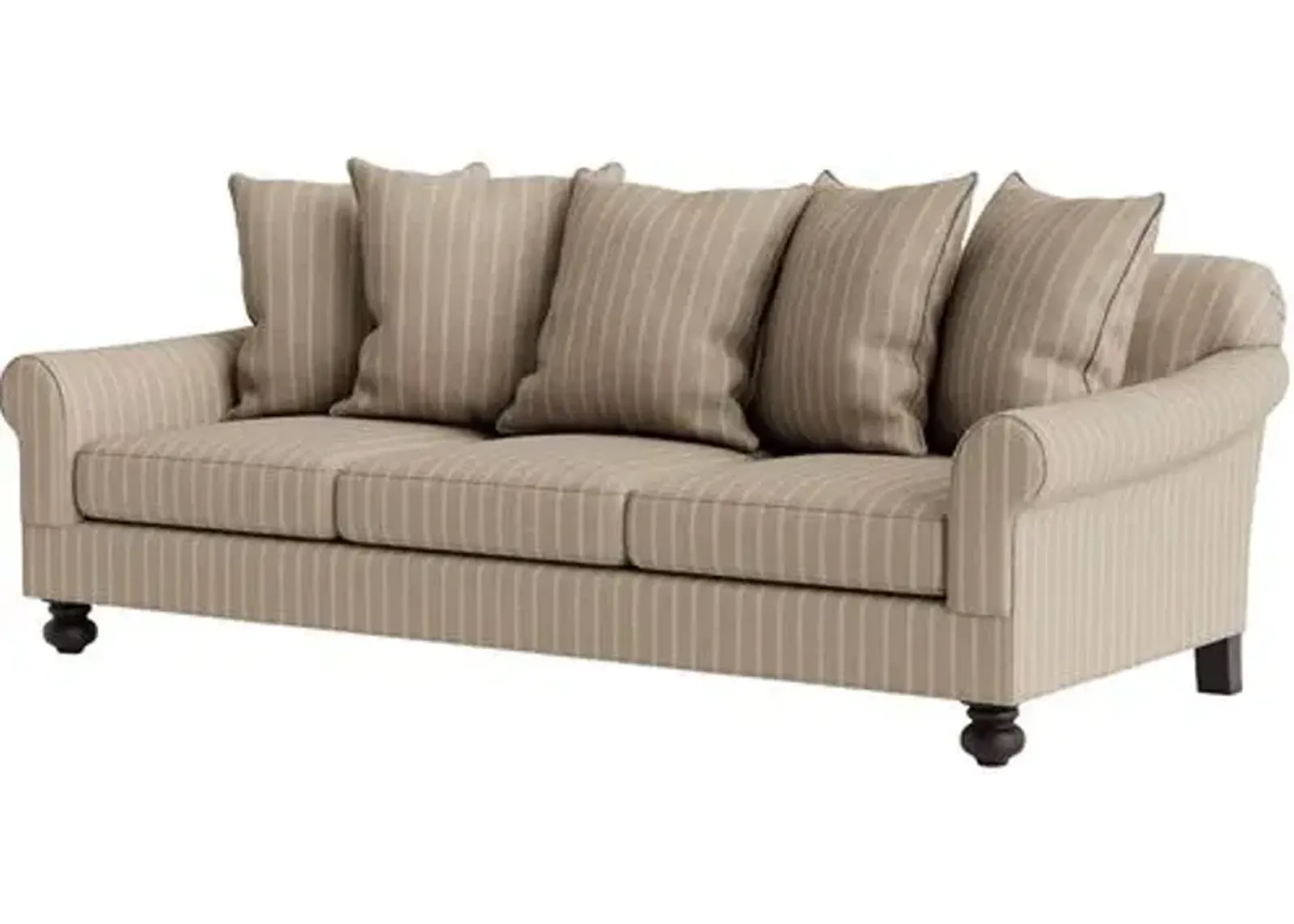 Marth Stewart Logan Sofa - Lily Pond Linen Weave Stripe - Handcrafted