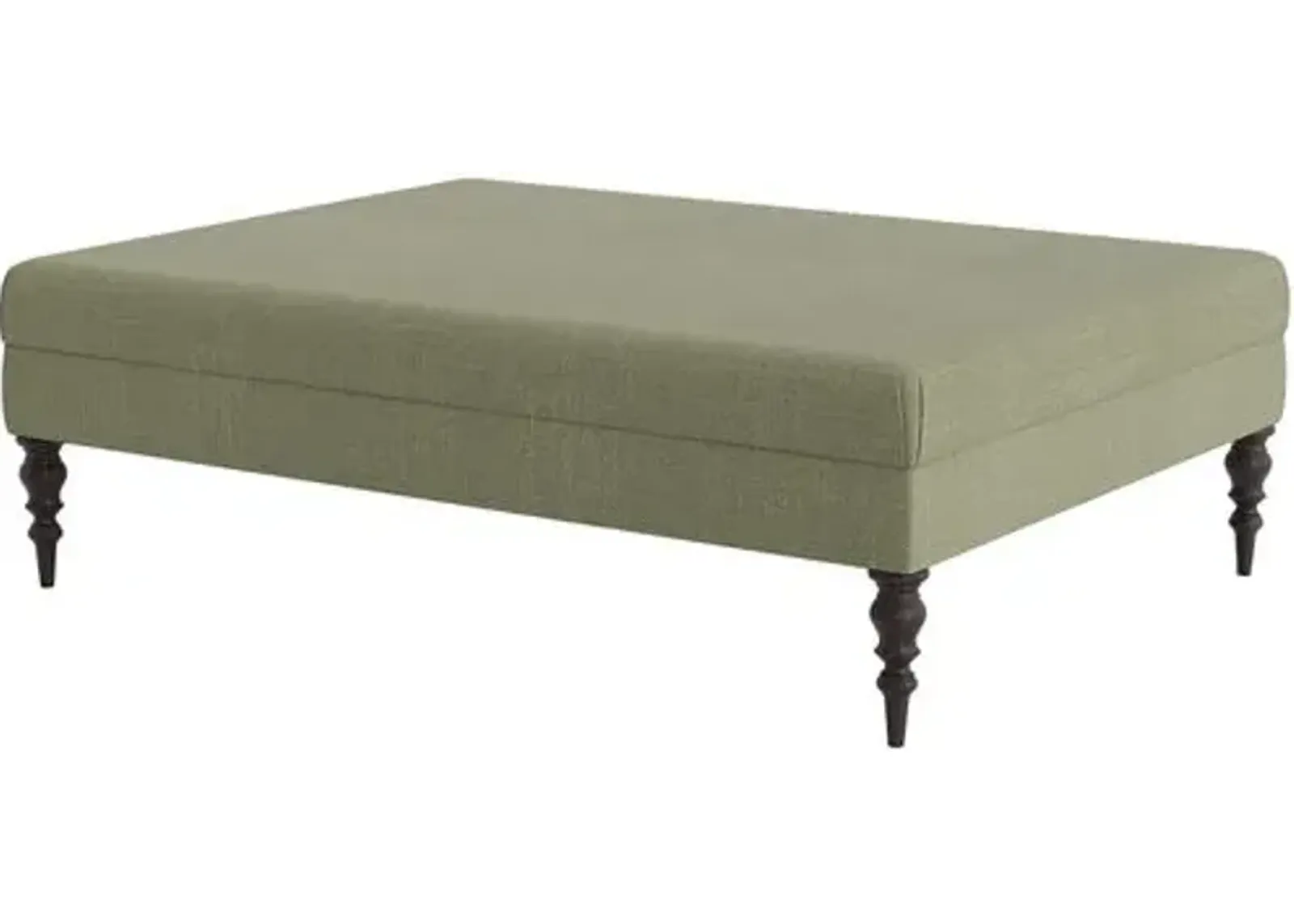 Marth Stewart Renwick Ottoman - Lily Pond Linen Weave - Handcrafted - Green