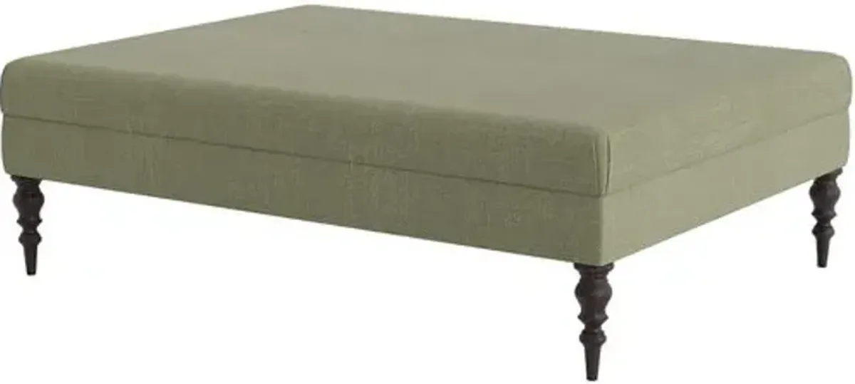 Marth Stewart Renwick Ottoman - Lily Pond Linen Weave - Handcrafted - Green