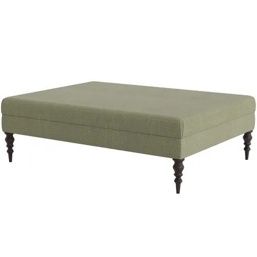 Marth Stewart Renwick Ottoman - Lily Pond Linen Weave - Handcrafted - Green