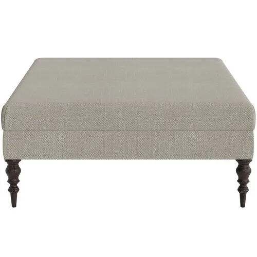 Marth Stewart Renwick Ottoman - Lily Pond Linen Weave - Handcrafted - Gray