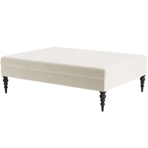 Marth Stewart Renwick Ottoman - Perry Street Velvet - Handcrafted - Beige