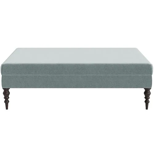 Marth Stewart Renwick Ottoman - Perry Street Velvet - Handcrafted - Blue