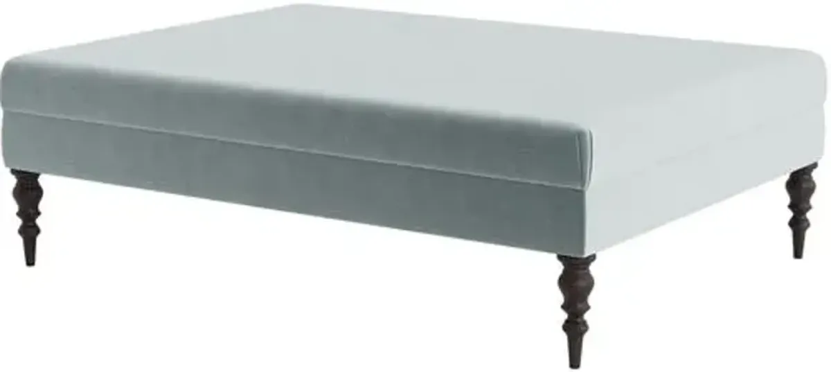 Marth Stewart Renwick Ottoman - Perry Street Velvet - Handcrafted - Blue