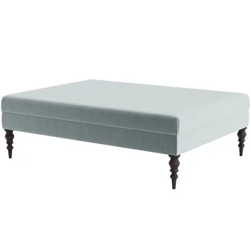 Marth Stewart Renwick Ottoman - Perry Street Velvet - Handcrafted - Blue