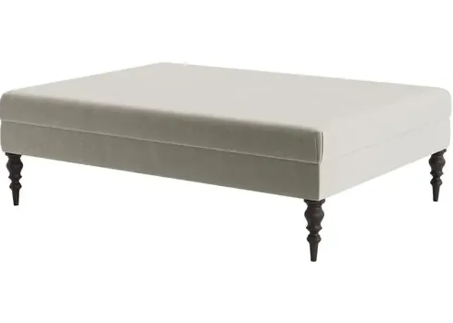 Marth Stewart Renwick Ottoman - Perry Street Velvet - Handcrafted - Gray