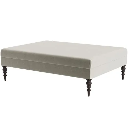 Marth Stewart Renwick Ottoman - Perry Street Velvet - Handcrafted - Gray