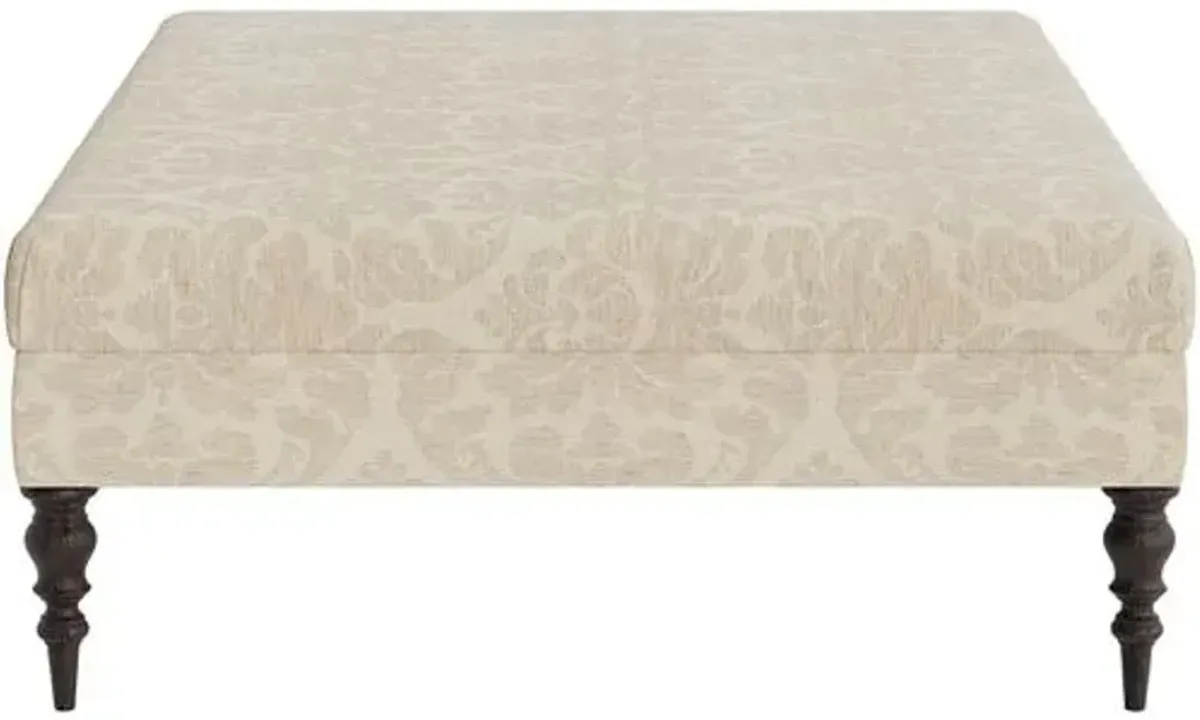 Marth Stewart Renwick Ottoman - Skylands Damask - Handcrafted - Brown