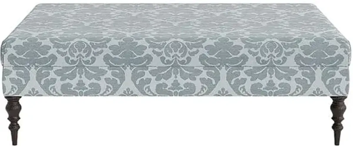 Marth Stewart Renwick Ottoman - Skylands Damask - Handcrafted - Blue