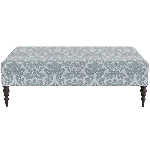 Marth Stewart Renwick Ottoman - Skylands Damask - Handcrafted - Blue