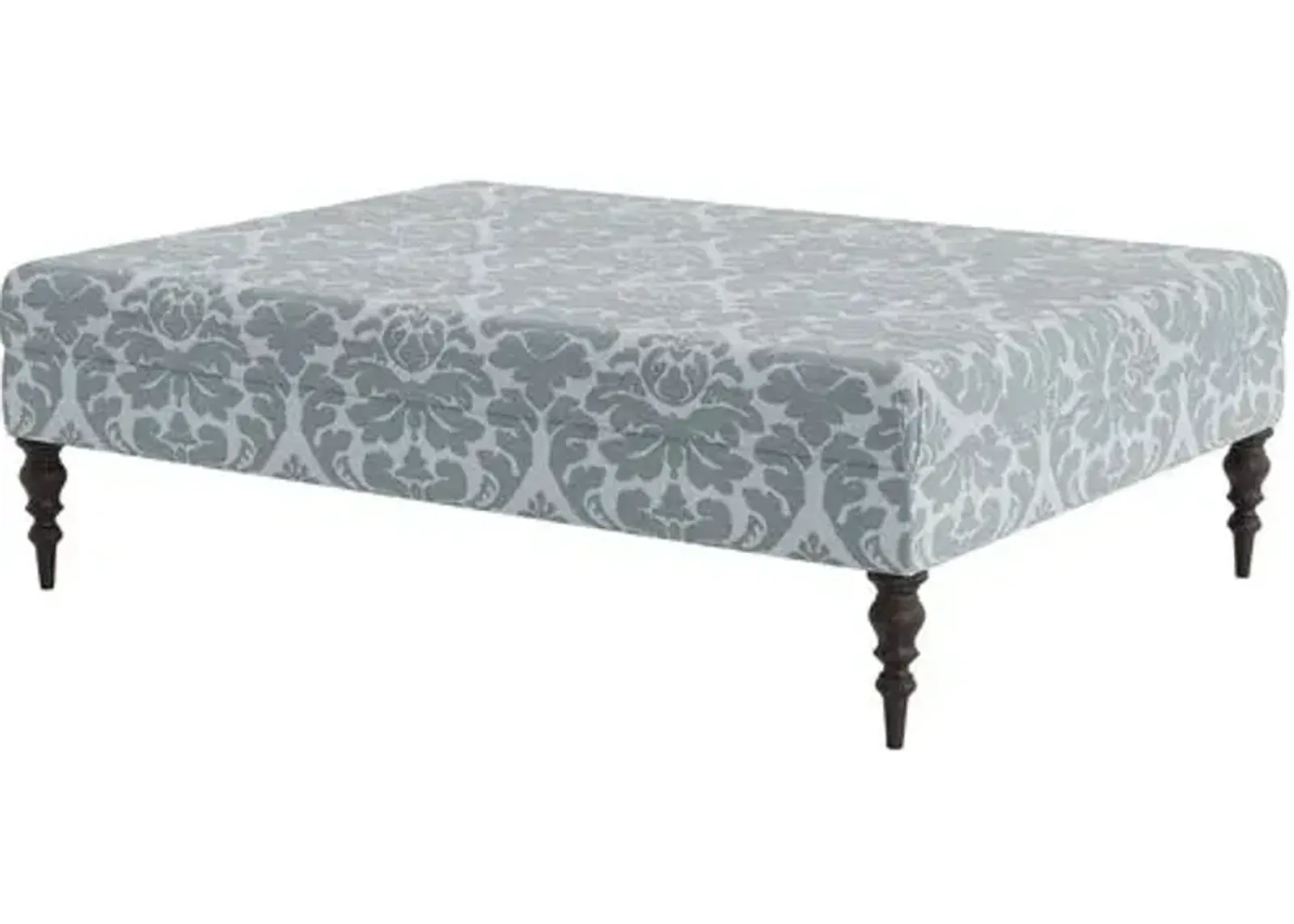 Marth Stewart Renwick Ottoman - Skylands Damask - Handcrafted - Blue