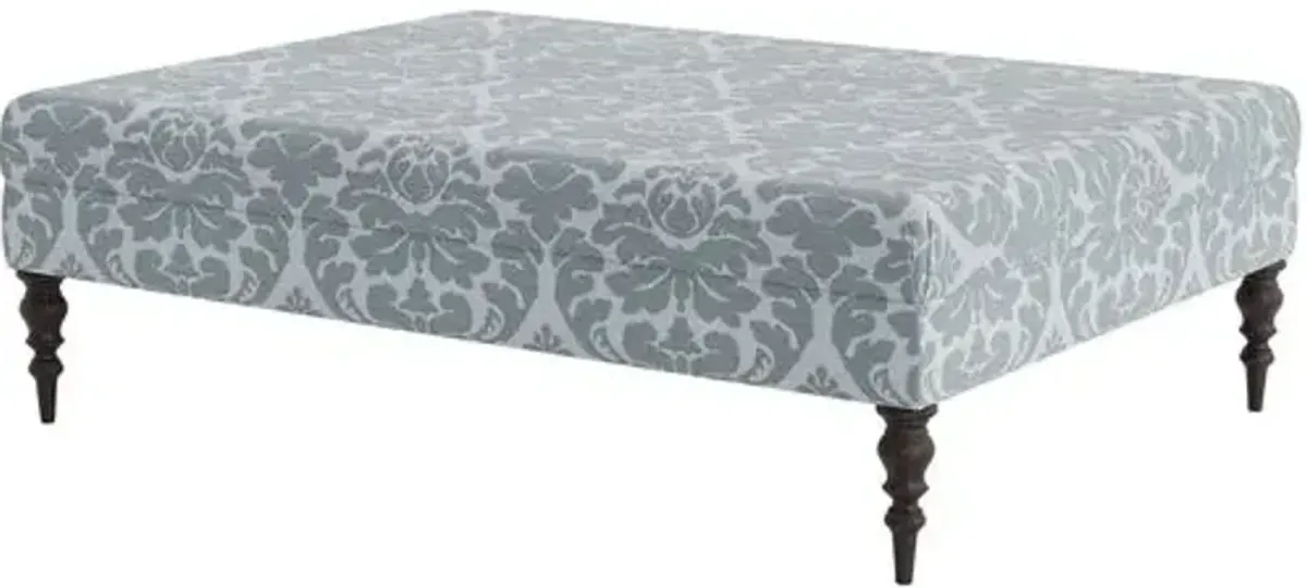 Marth Stewart Renwick Ottoman - Skylands Damask - Handcrafted - Blue