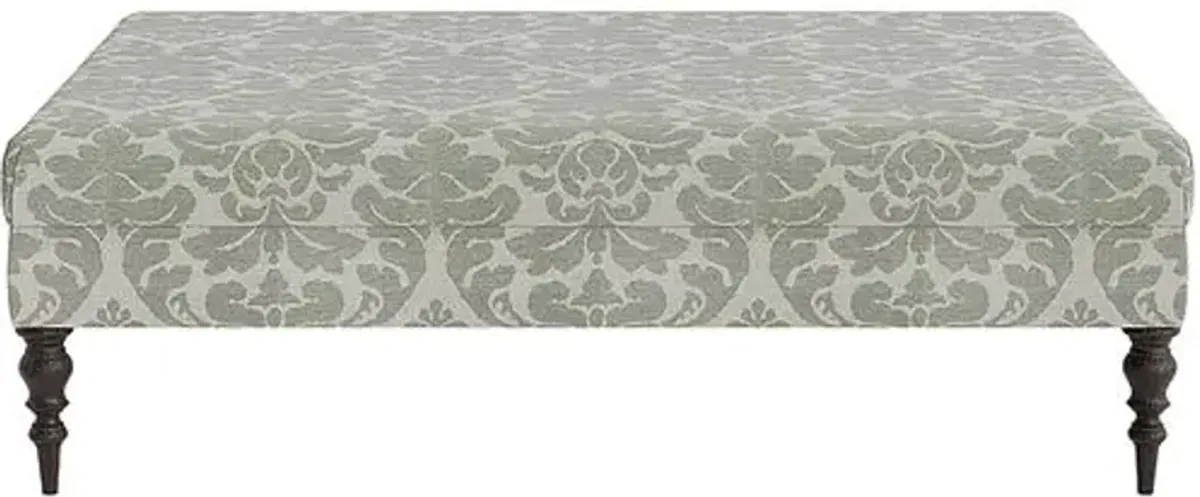 Marth Stewart Renwick Ottoman - Skylands Damask - Handcrafted - Green