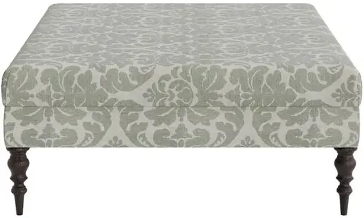 Marth Stewart Renwick Ottoman - Skylands Damask - Handcrafted - Green