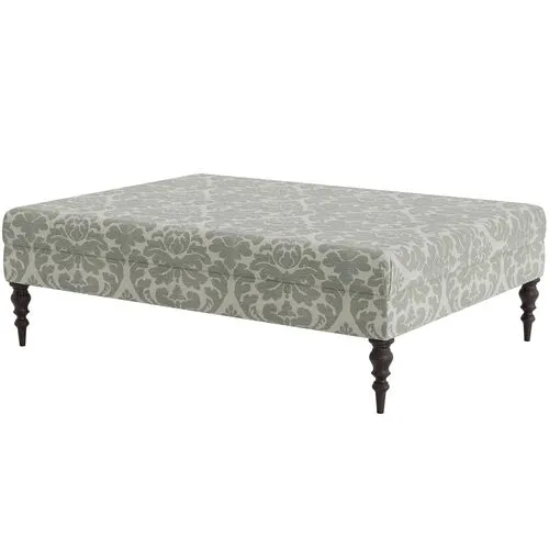 Marth Stewart Renwick Ottoman - Skylands Damask - Handcrafted - Green