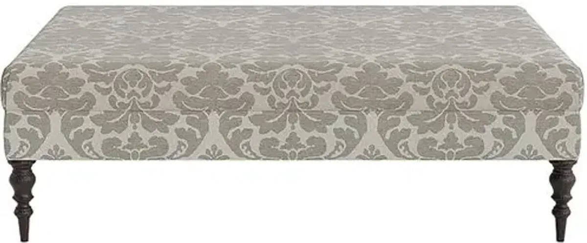 Marth Stewart Renwick Ottoman - Skylands Damask - Handcrafted - Gray