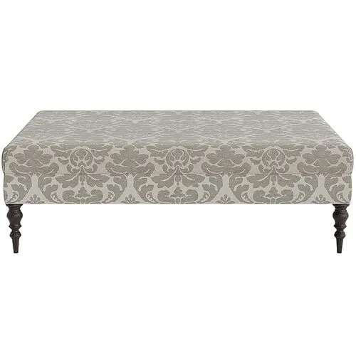 Marth Stewart Renwick Ottoman - Skylands Damask - Handcrafted - Gray