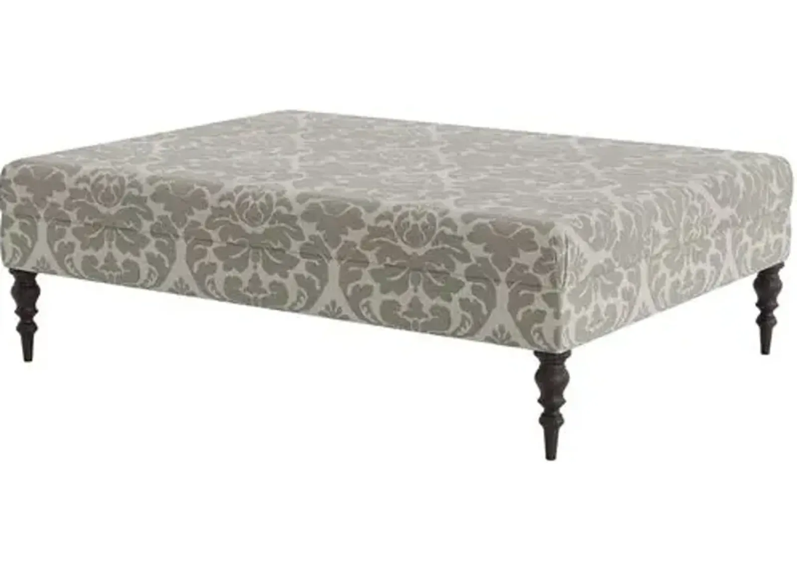 Marth Stewart Renwick Ottoman - Skylands Damask - Handcrafted - Gray