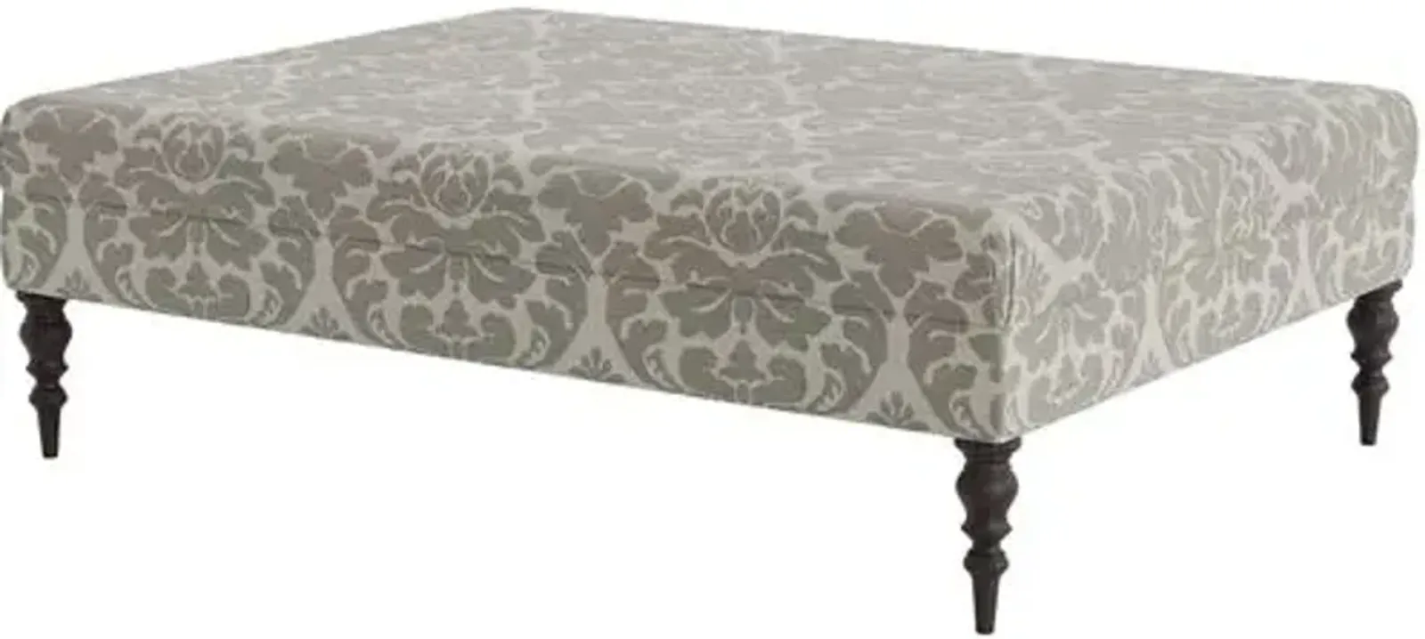 Marth Stewart Renwick Ottoman - Skylands Damask - Handcrafted - Gray