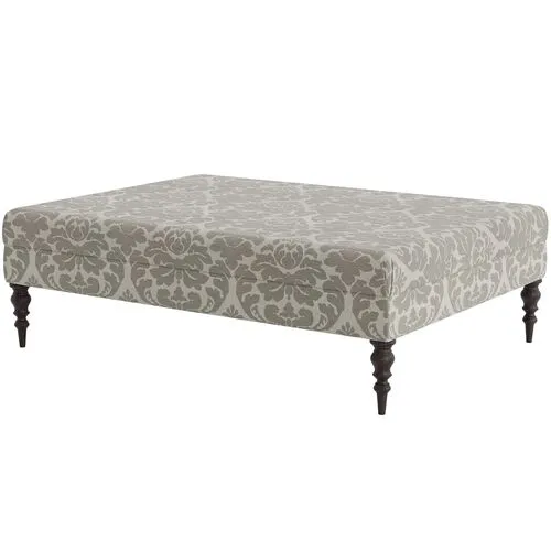 Marth Stewart Renwick Ottoman - Skylands Damask - Handcrafted - Gray