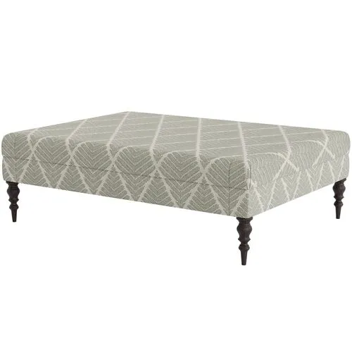 Marth Stewart Renwick Ottoman - Bedford Jacquard - Handcrafted - Green