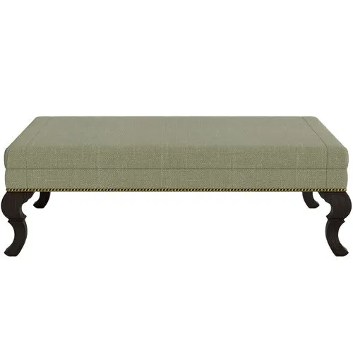 Marth Stewart Wallace Ottoman - Lily Pond Linen Weave - Handcrafted - Green