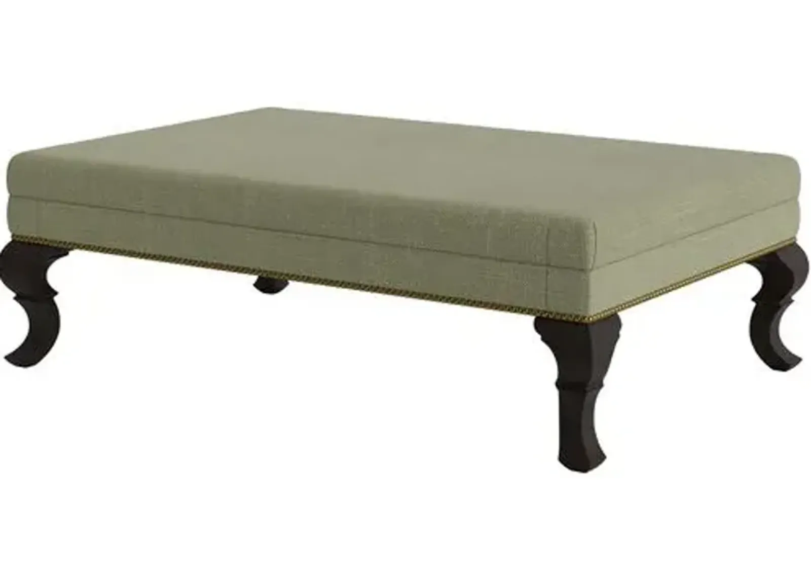 Marth Stewart Wallace Ottoman - Lily Pond Linen Weave - Handcrafted - Green