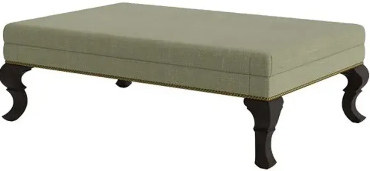 Marth Stewart Wallace Ottoman - Lily Pond Linen Weave - Handcrafted - Green