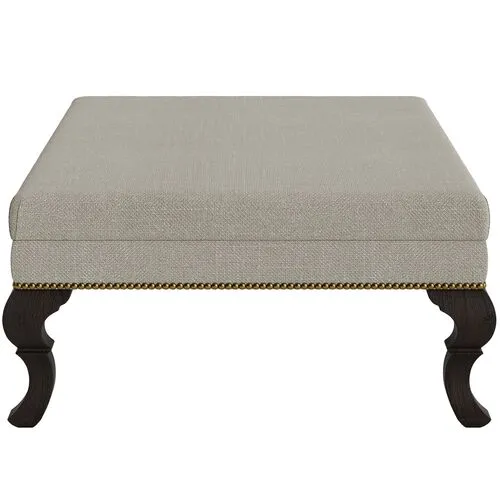 Marth Stewart Wallace Ottoman - Lily Pond Linen Weave - Handcrafted - Gray