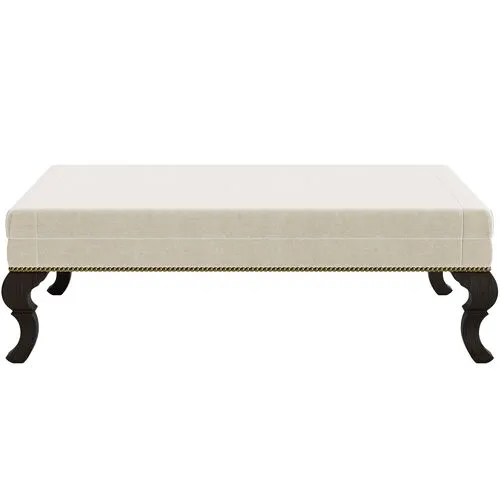 Marth Stewart Wallace Ottoman - Perry Street Velvet - Handcrafted - Beige