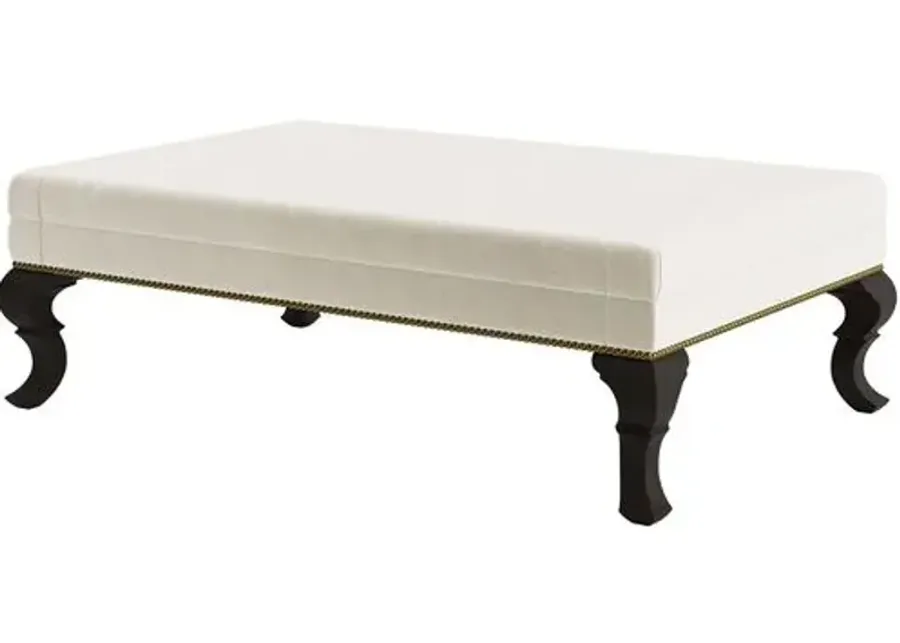 Marth Stewart Wallace Ottoman - Perry Street Velvet - Handcrafted - Beige