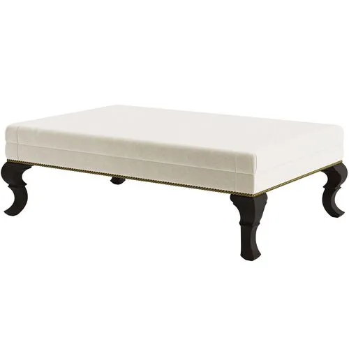 Marth Stewart Wallace Ottoman - Perry Street Velvet - Handcrafted - Beige