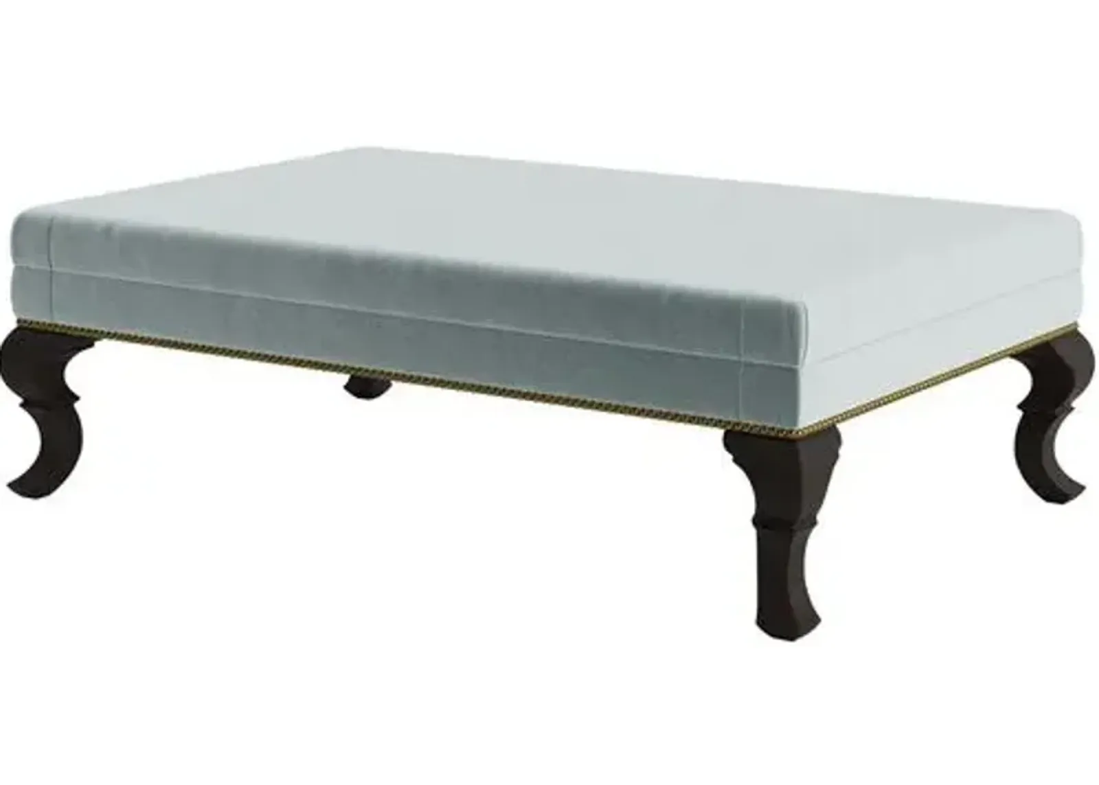 Marth Stewart Wallace Ottoman - Perry Street Velvet - Handcrafted - Blue