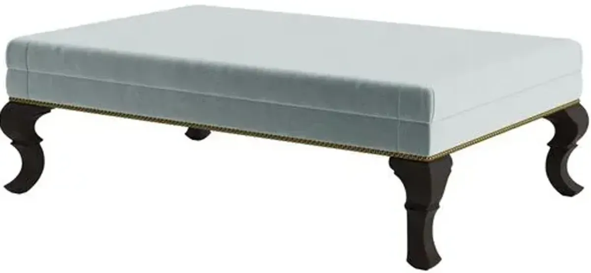 Marth Stewart Wallace Ottoman - Perry Street Velvet - Handcrafted - Blue