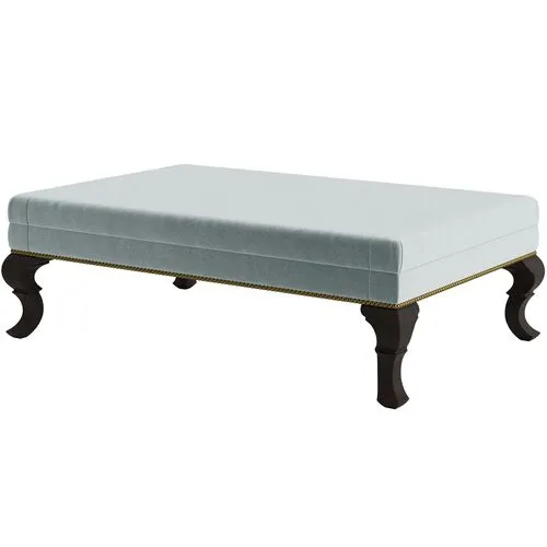 Marth Stewart Wallace Ottoman - Perry Street Velvet - Handcrafted - Blue