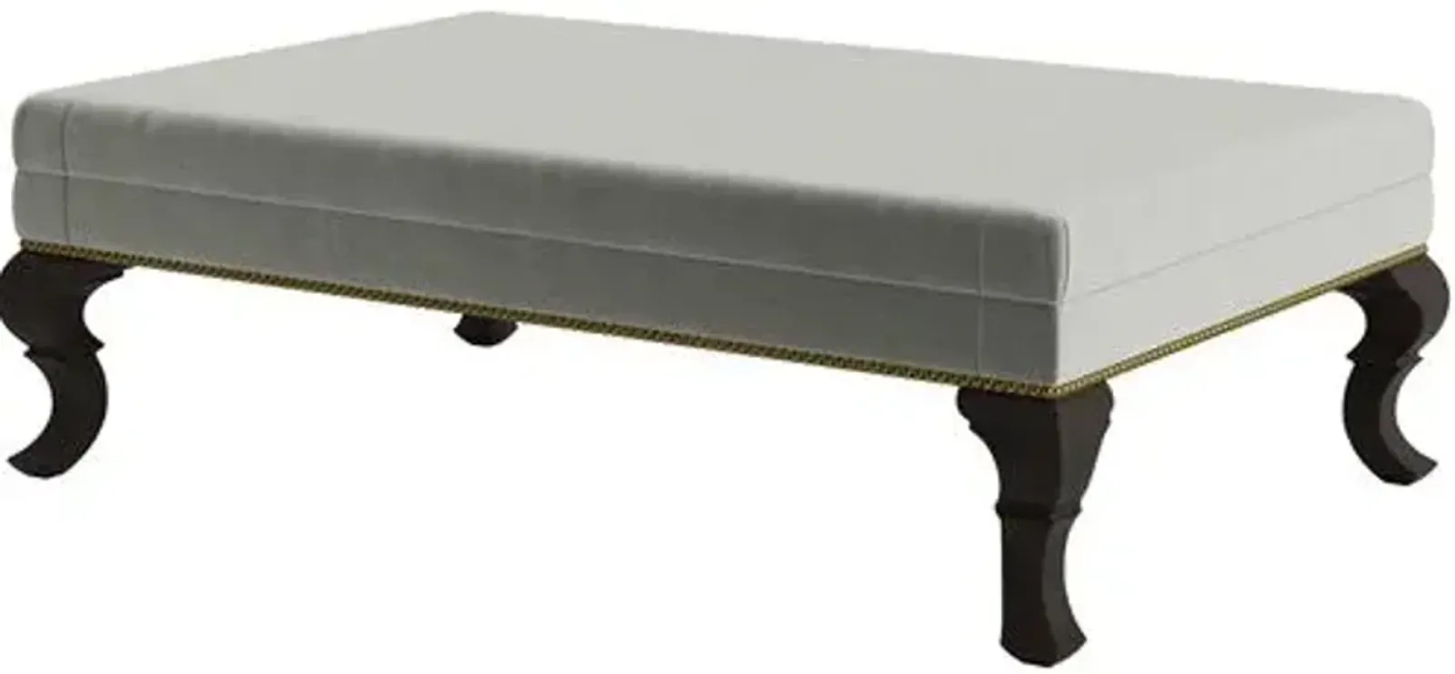 Marth Stewart Wallace Ottoman - Perry Street Velvet - Handcrafted - Green