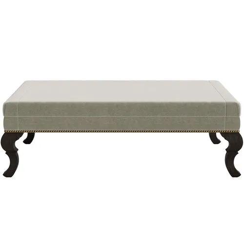 Marth Stewart Wallace Ottoman - Perry Street Velvet - Handcrafted - Gray