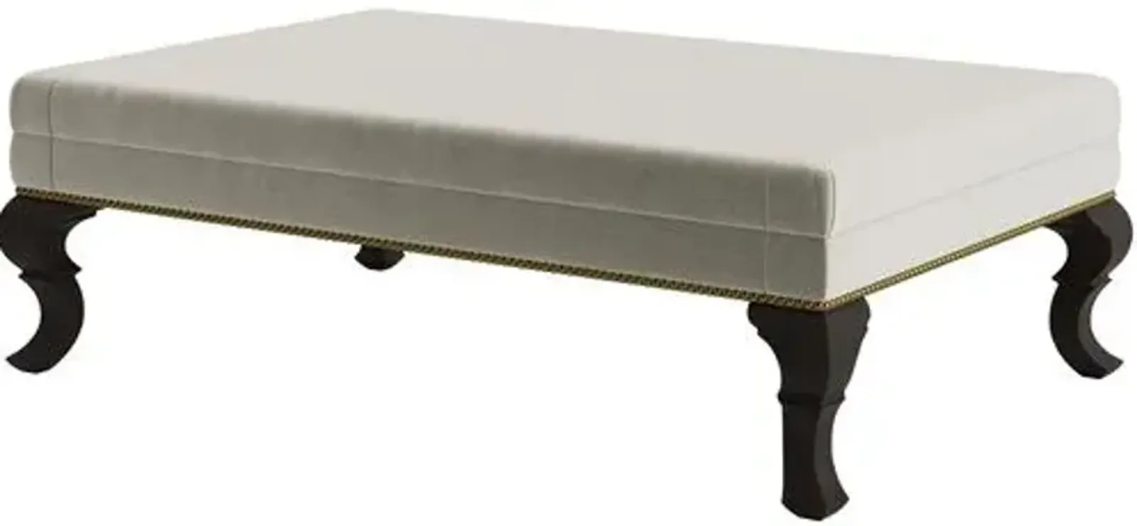 Marth Stewart Wallace Ottoman - Perry Street Velvet - Handcrafted - Gray