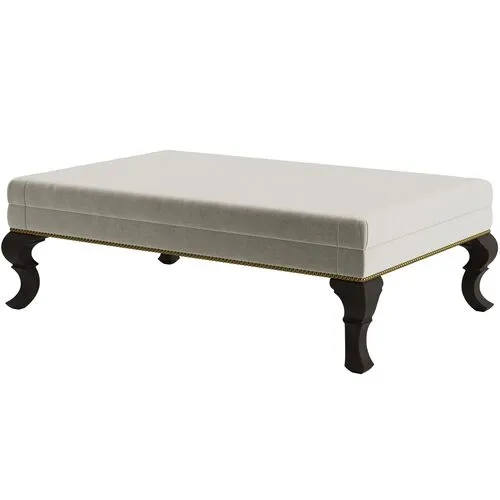 Marth Stewart Wallace Ottoman - Perry Street Velvet - Handcrafted - Gray