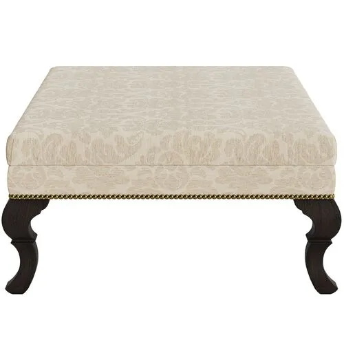 Marth Stewart Wallace Ottoman - Skylands Damask - Handcrafted - Brown