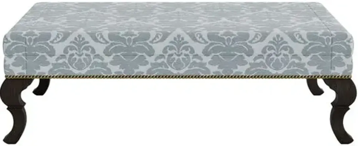 Marth Stewart Wallace Ottoman - Skylands Damask - Handcrafted - Blue