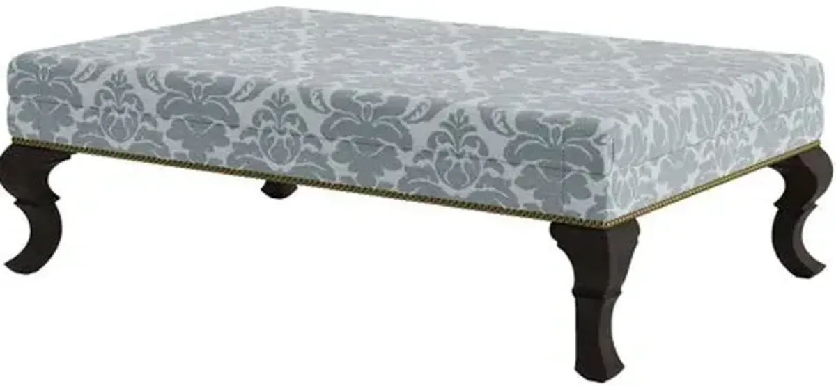 Marth Stewart Wallace Ottoman - Skylands Damask - Handcrafted - Blue