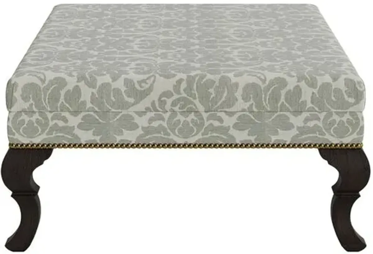 Marth Stewart Wallace Ottoman - Skylands Damask - Handcrafted - Green