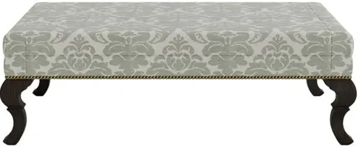 Marth Stewart Wallace Ottoman - Skylands Damask - Handcrafted - Green